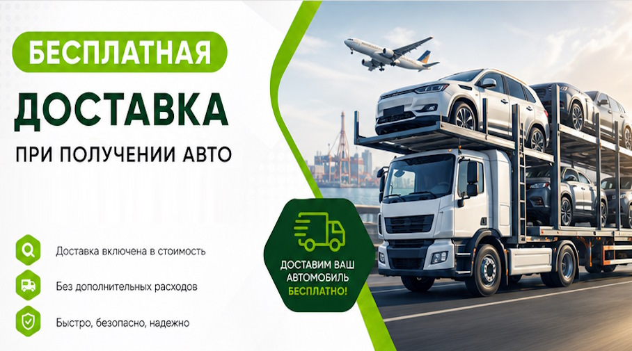 Акция! Бесплатная доставка по Снежинске при получении авто